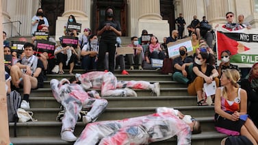 Pro-Palestinian educators stage die-in after NYC chancellor testifies on antisemitism